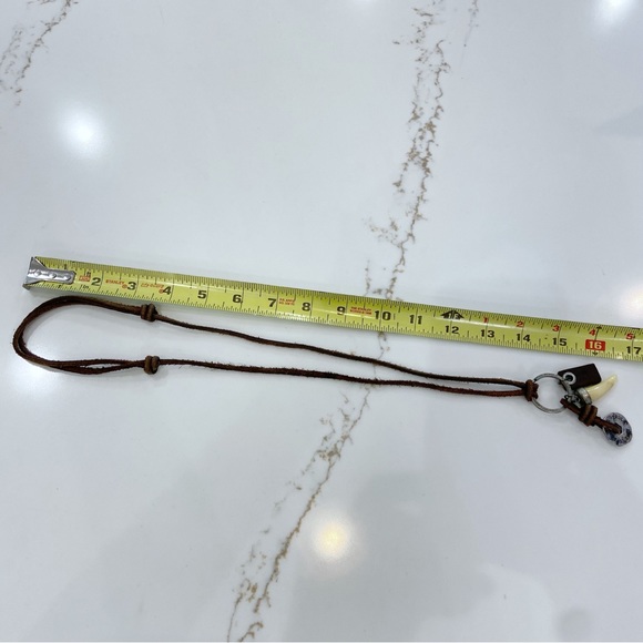 Leather Adjustable Necklace with Boho Charms - Picture 11 of 14